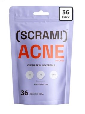 SCRAM!!! Acne Patches - Hydrocolloid Spot Treatment (36 Pack) Pimple Blemishes
